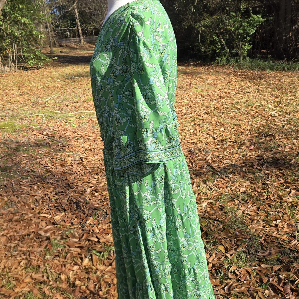 Max Studio Green Boho Maxi Dress Smocked Waist Size 3X - Picture 5 of 11